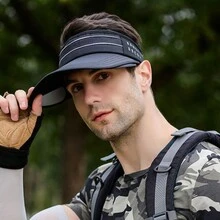 1pc Men's Sun Hat Outdoor Running Cap With Extended Brim, UV Protection, Summer - Black - View 5