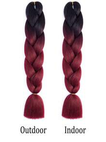 1 Piece Black&Wine Red Multicolor Stitching Jumbo Braid Synthetic Hair 24 Inch Hair Braiding Extensions Braids Box Braid Hair Synthetic Hair To Braid, Ombre Long Synthetic Hair Braid, Synthetic Hair Extension 100g