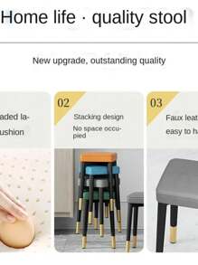 Taburetes bajos para sala De estar, taburetes apilables De lujo, taburetes creativos para maquillaje, Muebles relajantes para exteriores, Muebles De Cocina y balcón - Naranja Quemada - Ver 6