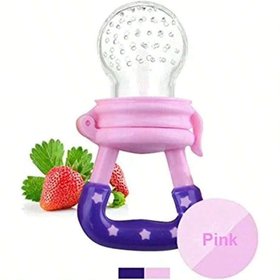 Chupeta Alimentadora Mordedor Porta Frutas para Bebês Bico de Silicone - Rosa Bebê - Visão 1