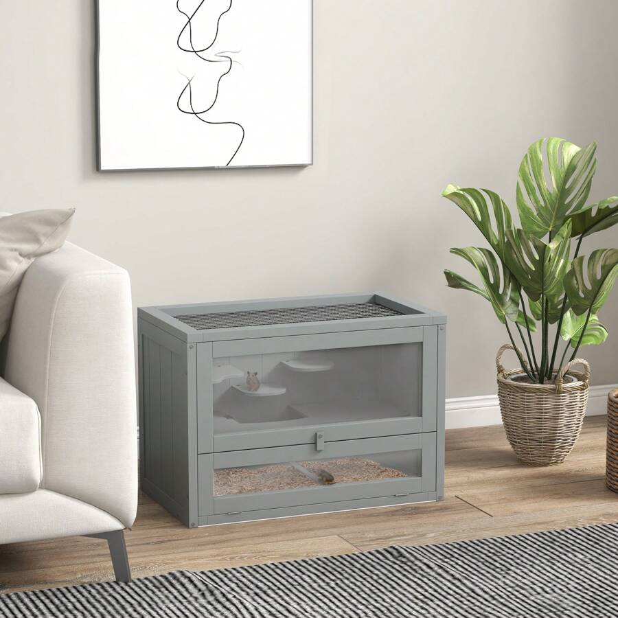 Curated visual reference: Picture Idea: Pawhut 2 Level Hamster Cage With Openable Top Door Shelf
