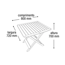 Mesa Dobrável Quadrada De Plástico Preta Multiuso Mesa de Bar Churrasqueira 80x72x70cm - Preto - Visão 3