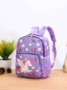 1pc Fashion Cute Cartoon Butterfly & Unicorn Printed Random Pattern Backpack