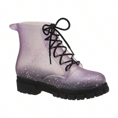 Coturno Infantil Menina Botinha Transparente Glitter