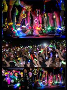DIY Luminous Bracelet Glow Stick Necklace 7-Color Bracelet Set, Glowing In The Dark; Handcrafted Fluorescent Bracelets, Suitable For Bar, Music Festival, Party, Wedding, Neon Light, Necklace, Bracelet, Festival, Concert, Glowing Jewelry - Multicolor - View 9