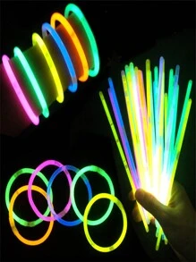 DIY Luminous Bracelet Glow Stick Necklace 7-Color Bracelet Set, Glowing In The Dark; Handcrafted Fluorescent Bracelets, Suitable For Bar, Music Festival, Party, Wedding, Neon Light, Necklace, Bracelet, Festival, Concert, Glowing Jewelry - Multicolor - View 3