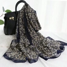 Elegant Women Floral Printed Chiffon Scarf, Beautiful Beach Cover-Up - Floral Print Chiffon Scarf - View 7