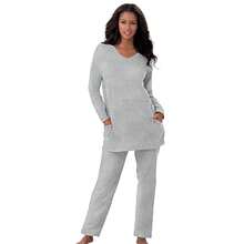 Dreams & Co. Plus Size Petite 2-Piece Lounge Set - 希瑟.格雷 - 查看 1