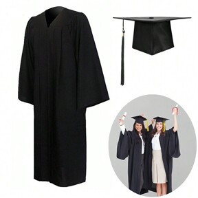 2st/set Dragkedja examensklänning och för studenter, inklusive 1st svart tofs ungkarl mössa, unisexrock och, för akademisk ceremoni