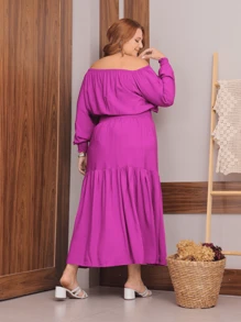 Plus Size Dresses - Rose Red - View 4