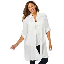 Jessica London Women's Plus Size Gauze Mega Tunic - trắng - Xem 1