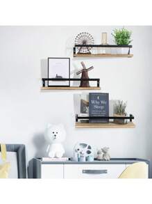 Juego de 3 estantes flotantes montados en la pared - Beis - Ver 5