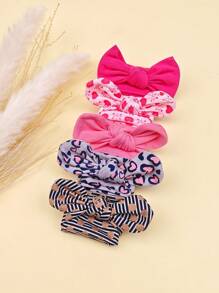 Set de 5 lazos para el cabello de niña con lindos patrones impresos, aptos para uso diario y como regalo festivo, para todas las estaciones y Día de San Valentín - Multicolor - Ver 6
