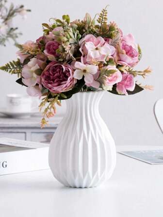 1 pezzo Vaso di fiori in plastica, vaso di colore solido moderno per fiori per decorazione della casa e della stanza, vaso di vetro