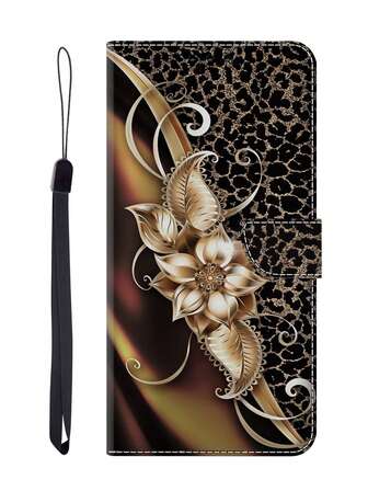 GLANDOTU Carteira dobrável com aba impressa, clipe para cartão e fecho magnético, couro PU, adequada para uma ampla gama de marcas e modelos de celulares, à prova d'água, à prova de choque, antiqueda e resistente a arranhões