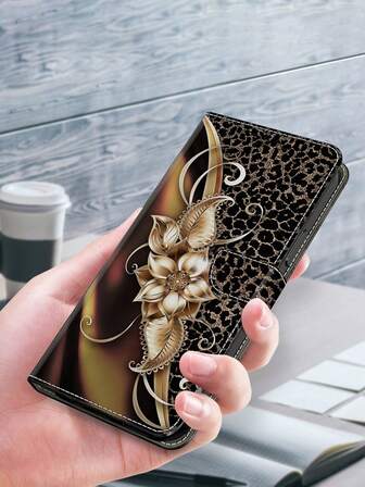 GLANDOTU Opvouwbare portemonnee met printklep, kaartclip en magnetische sluiting. PU. Geschikt voor een breed scala aan mobiele telefoonmerken en -modellen. Waterdicht, schokbestendig, krasbestendig.