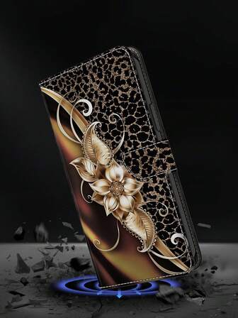 GLANDOTU Cartera plegable con solapa impresa, clip para tarjetas y cierre magnético de piel de PU, adecuada para una amplia gama de marcas y modelos de teléfonos móviles, resistente al agua, a los golpes, a las caídas y a los arañazos