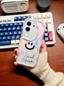 1pc Cute Morandi Color Gradient Smiling Face Simple Creative Cartoon Rainbow Color Painting, Transparent Full-Coverage Anti-Drop 3D Wavy Soft Shell, Compatible With TECNO Spark/Go/8C/9/10/10C/PRO/Camon/20/2022/2023/2024/Infinix/Smart/6/7/Pop/Pro/Hot/12/I/Play/30/Note/Vip Phone Case