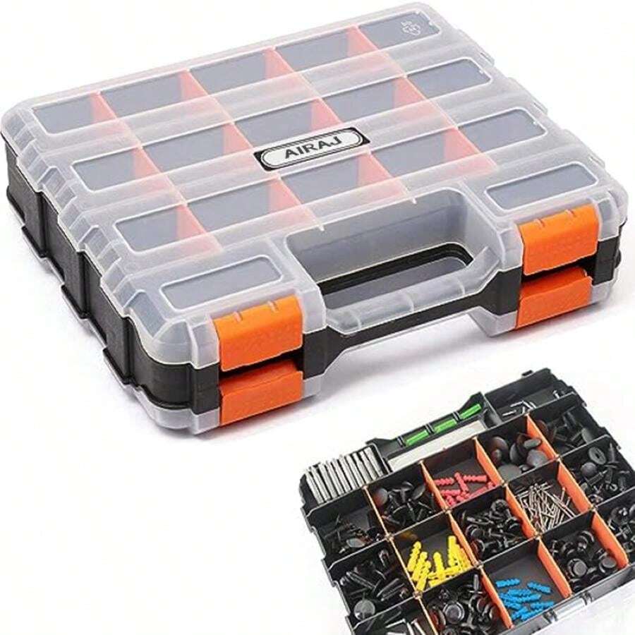AIRAJ Tool Box Multiple Grid DoubleSided Garage Toolbox Plastic Boxes
