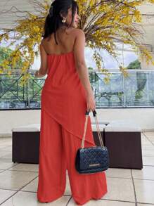 Women Jumpsuits - Rust Brown - View 2