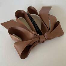1pc Women's Black Multi-Layer Satin Bow Vertical Clip Banana Hair Clip, Elegant And Suitable For Daily, Date, Outing, Dinner Outfit - Coffee - View 6