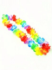 10 件夏威夷花环项链热带夏威夷花主题派对礼品头饰节日婚礼海滩生日装饰派对用品花环头饰节日婚礼海滩生日装饰，圣诞节 - 彩色 - 查看 3