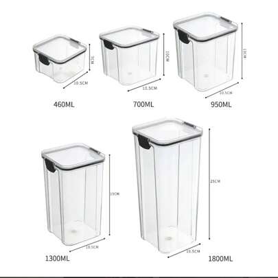 1pc 15.5oz/23.6oz/32.1oz/43.9oz/60.8oz Food Storage Container With Lid, Clear Plastic Kitchen And Pantry Organization Canisters