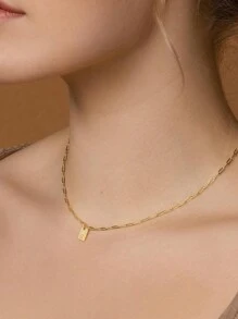 FOREVER QUEEN S925纯银镀金英文字母项链，精致金色字母吊坠铭牌项链，珠宝礼品 - 金色 - 查看 2