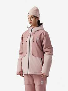 TECTOP Women's Ski Jacket, Waterproof Outdoor Wear With Multiple Pockets And Zipper Design, Suitable For Winter Snow Sports - Dusty Pink - View 5