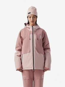 TECTOP Women's Ski Jacket, Waterproof Outdoor Wear With Multiple Pockets And Zipper Design, Suitable For Winter Snow Sports - Dusty Pink - View 4