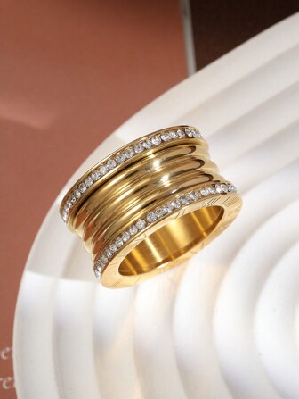 rakol 1 anillo cerrado de acero inoxidable de moda decorado con hora romana, adecuado para uso diario de mujeres