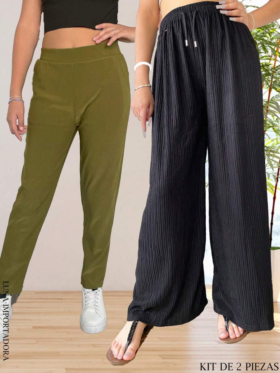 Set de pantalones para dama con diferente estilo para cualquier ocasión - Negro - Ver 1
