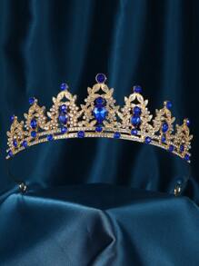 婚禮髮飾水晶新娘頭飾皇冠銀色冕帶長面紗頭飾頭飾頭部珠寶 - 彩色 - 查看 3