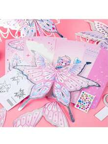 Butterfly Fan Children's Creative Puzzle Birthday Gift Portable Hand-Held Fan Handmade Set Gift Parent-Child Cooperative Game Set Children's Day Gift - Multicolor - View 4