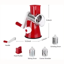 Rallador De Queso Manual Giratorio Rebanador Con 3 Accesorios Para Diferentes Tipos De Rallados Importadora Tim ChengLeody - Rojo - Ver 3