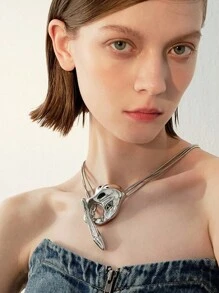 1pc European & American Style Exaggerated Geometric Asymmetrical Multi-Layer Necklace