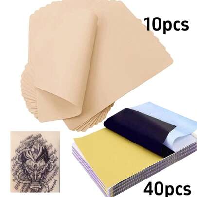 50pcs Tattoo Practice Skin & Transfer Paper Set: Including 20pcs Double-Sided Blank Fake Skin And 30pcs Tattoo Transfer Paper For Practice, Tattoo Practice Accessories, Coil Machine, Tattoo Machine Set