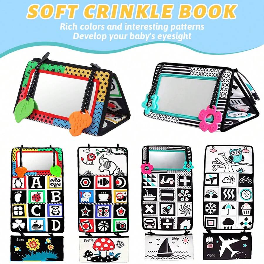 Baby Mirror Toys With Teethers, Double Black And White High Contrast