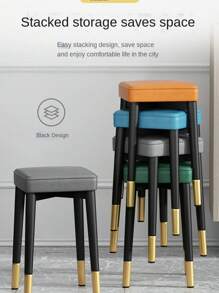 Taburetes bajos para sala De estar, taburetes apilables De lujo, taburetes creativos para maquillaje, Muebles relajantes para exteriores, Muebles De Cocina y balcón - Naranja Quemada - Ver 4