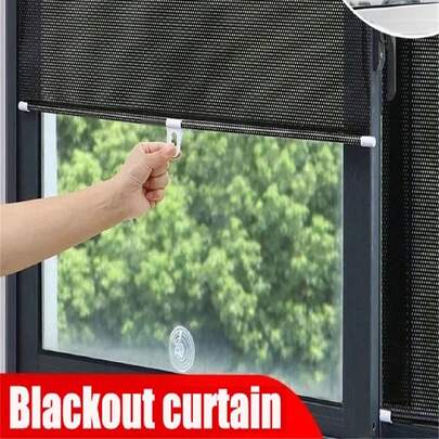 Universal Roller Blinds Suction Cup Sunshade Nail-Free Blackout Curtain Car Bedroom Kitchen Office Window Sun-Shading Curtains