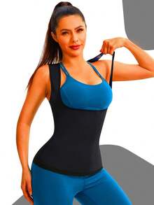 Women Sauna Suit Vest/ Sports Sweat Body Shaper/ Tight Yoga Clothes/ Outdoor Running/ Gym/ Fitness Training Outfit/ Bodycon Bodysuit - Blue - View 6