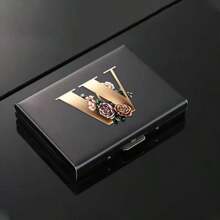 26 Letters Ultra Thin Version Card Double-Sided Colored Pattern RFID Metal Wallet ID Credit Card Men Business ID Credit Card Protector Wallet Card Holder For Men RFID Wallet Card Wallet Wallet Keychain - Black - View 35