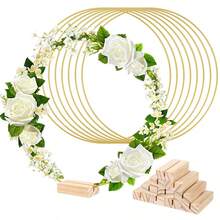 1pc Metal Floral Hoop Rings DIY Macrame Hanging Crafts Wedding Table Centerpieces Decoration Christmas Flower Wreath Garland - Gold - View 11