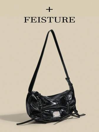 1pc Plain PU Material Fashionable Shoulder Bag With Ruffle & Bowknot Details For Shopping, Dating, Gift For Women, Ideal For Teenagers, College Students, Novice & White Collar Workers. Perfect For Office, College, Work And Commute.