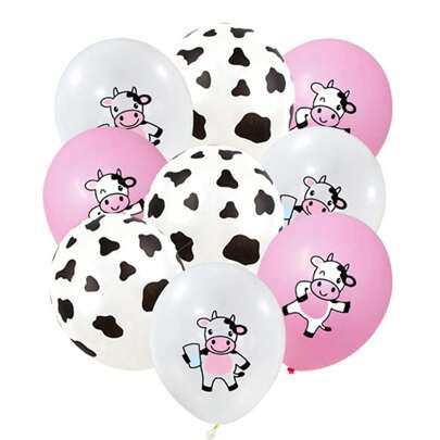 Set de 12/20/30/36/42/50 globos de látex con diseño de vaca - 12 pulgadas de diseño de dibujos animados lindos | Perfecto para decoraciones de fiesta de cumpleaños