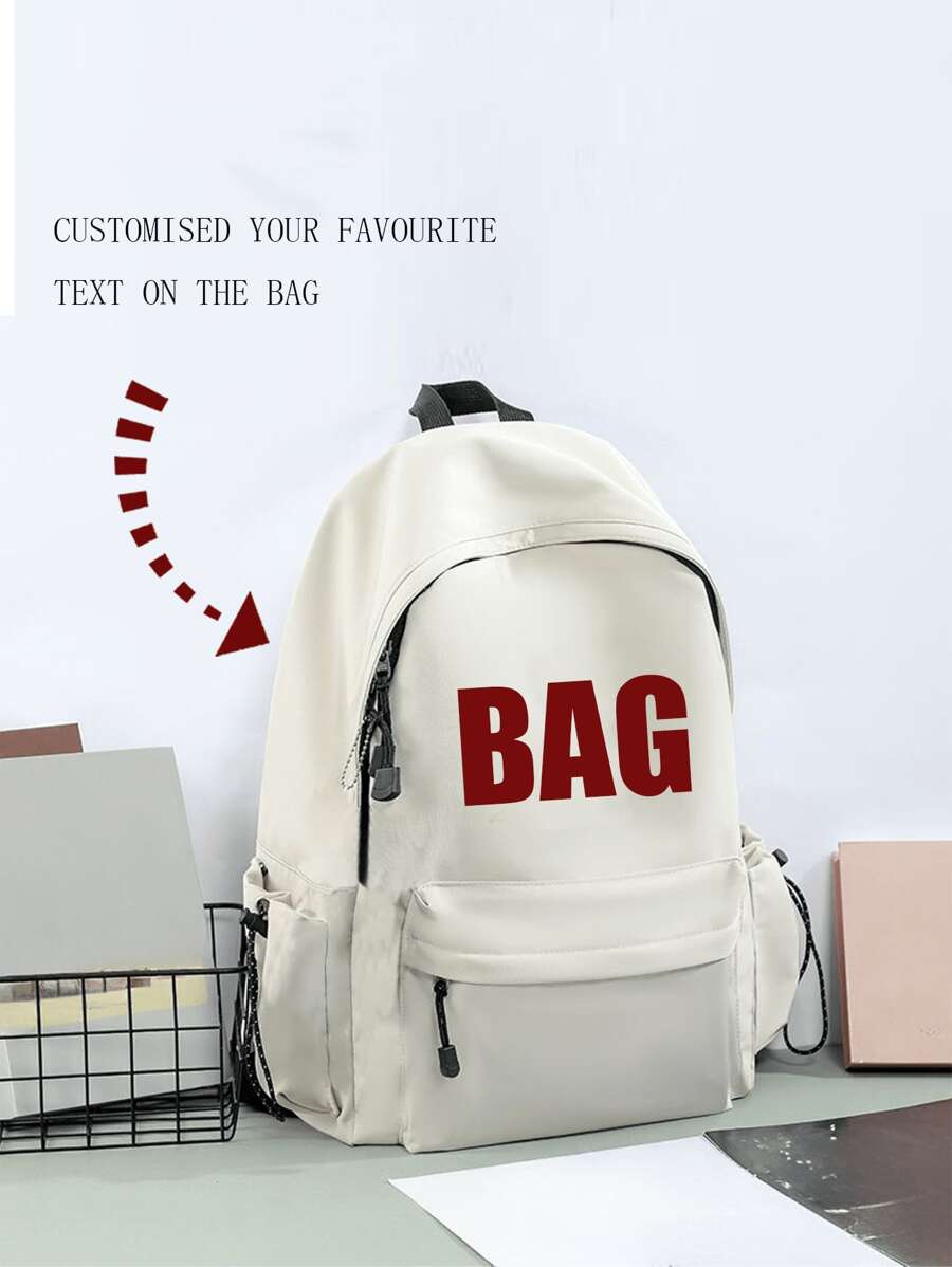 Customizable Exclusive Pattern Backpack, Multifunctional Storage Bag, Suitable For Graduates, Teenage Girls, College Freshman, Sophomore, Junior And High School Students, Is A Perfect Choice For Outdoor Activities, Travel And Back-To-School. Back To School Graduation Gift School Backpack - Beige - View 1