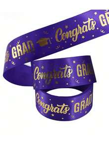 1 Roll Graduation Themed Hot Stamping Ribbon, 5 Yards Per Roll, For Gift Wrapping And Graduation Party Decoration - Multicolor - View 9