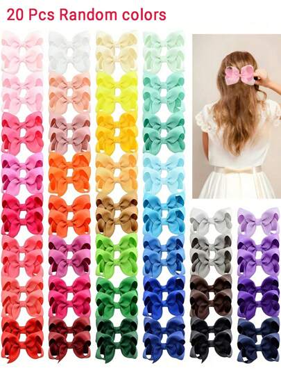 4/20 件随机颜色法式复古大蝴蝶结发夹，优雅金属发饰超值装，适合生日派对、化装舞会和日常使用，金色头饰
