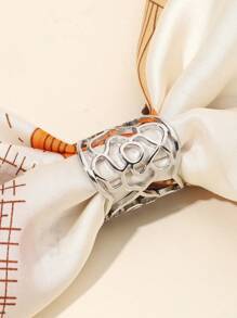 1 件装女士锌合金玫瑰花圆柱形简约围巾固定装饰带丝巾扣情人节 - A - 查看 4