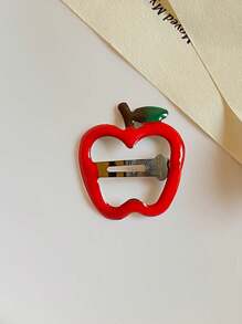 10pcs Girls Fruit Theme Hair Clips (Randomly Sent Apple/Cherry/Strawberry Design), Summer Cute Gradient Resin Barrette - Multicolor - View 6